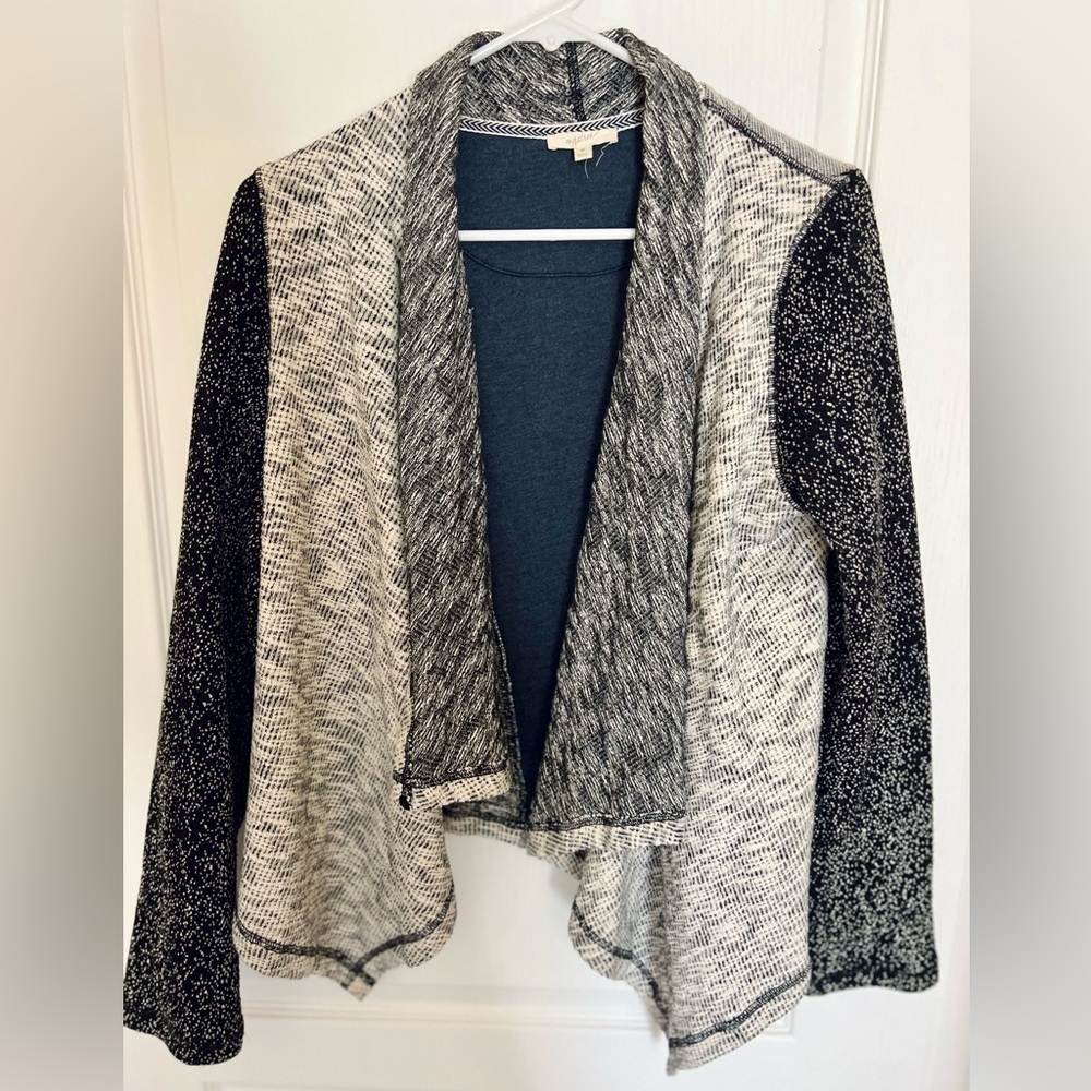Mystree Black and Gray Open Cardigan